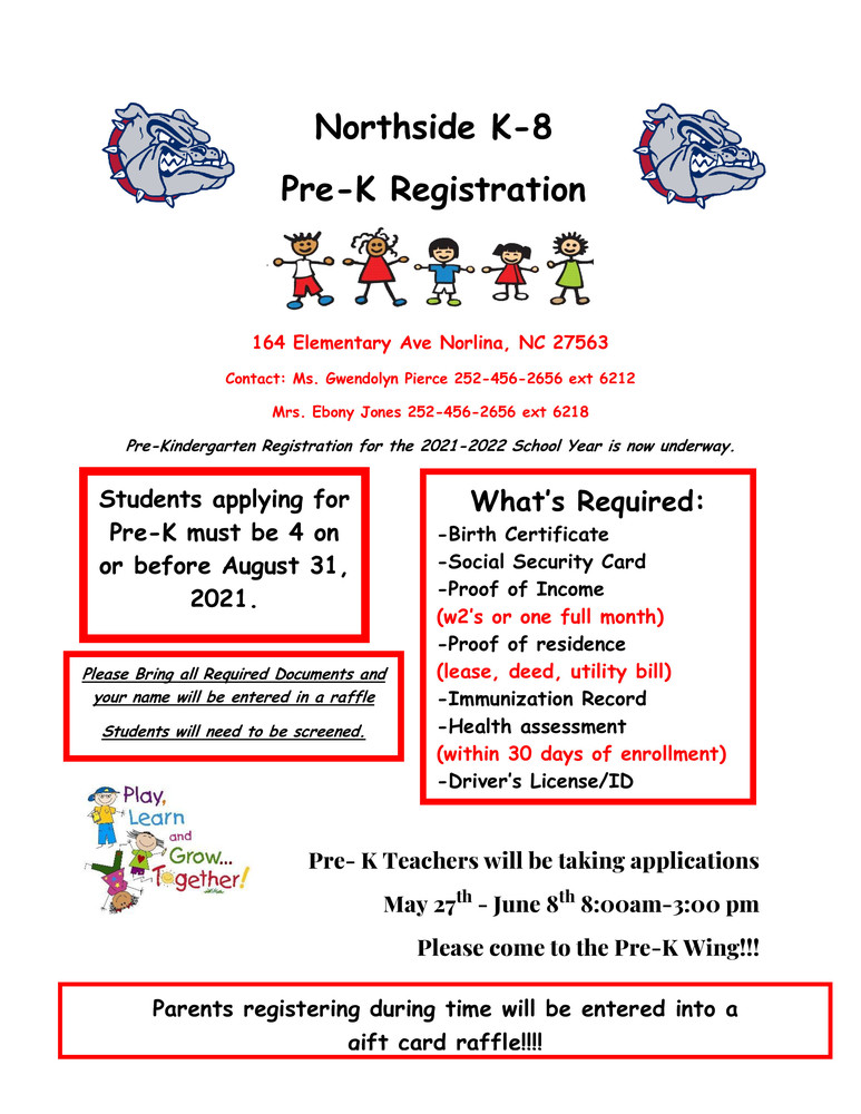 PreK Registration Flyer Northside Elementary School