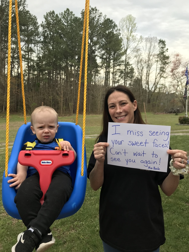Mariam Boyd 1st Grade teacher, Mrs. Beale poses with son, Charlie