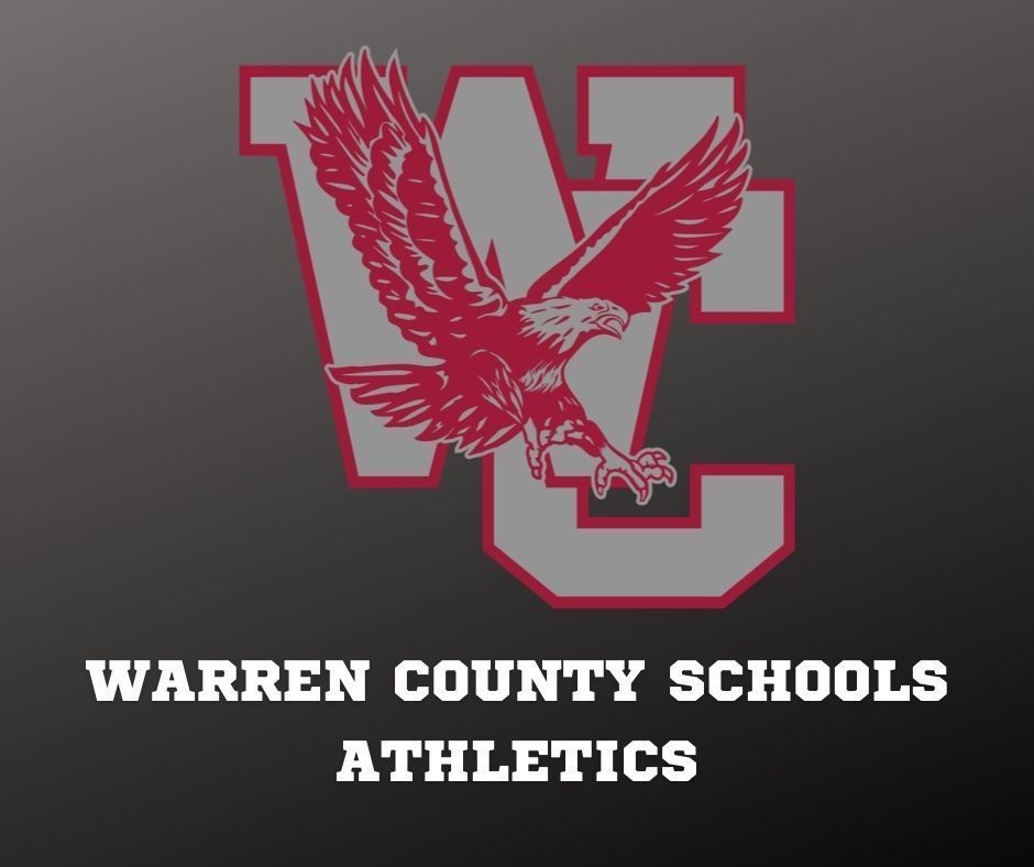 Eagle flying with a W and C in the background. Text: Warren County Schools Athletics
