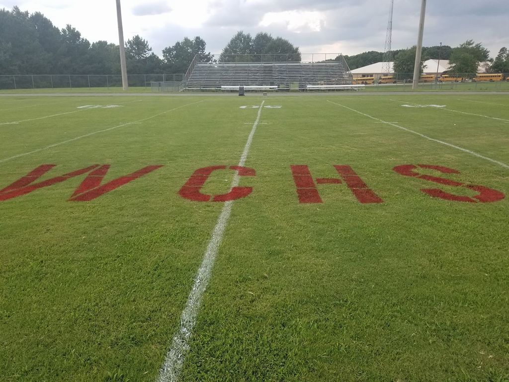 Football field with WCHS on it