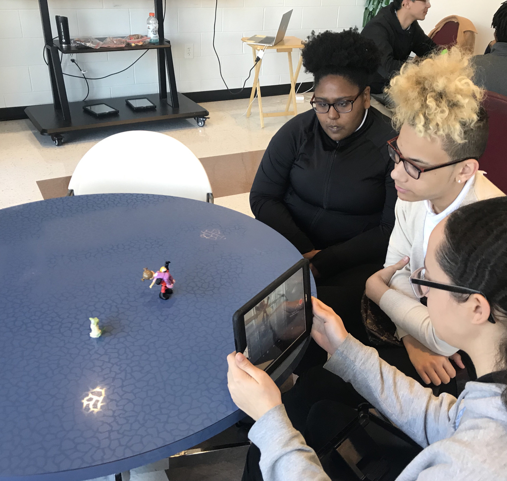 WNTHS students creating their own stop-motion film in the Full Sail Filmmaking Seminar. 